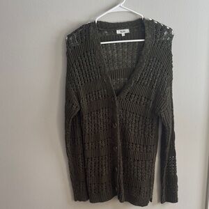 Mudd Olive Green Women's Open-Knit Cardigan